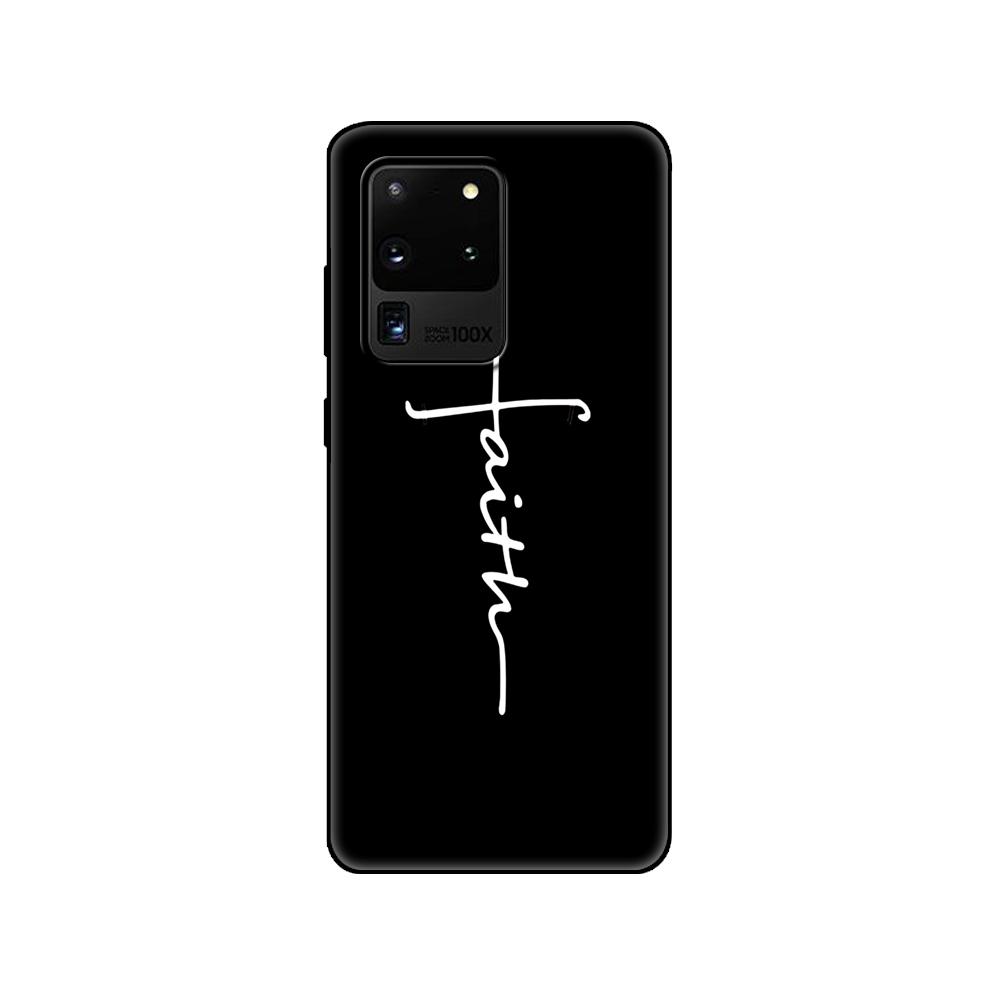 Black tpu Case For Samsung galaxy S20 /S20 PLUS/S20 ultra/S20+ /S20FE back cover  Faith Christian Religious Jesus text art