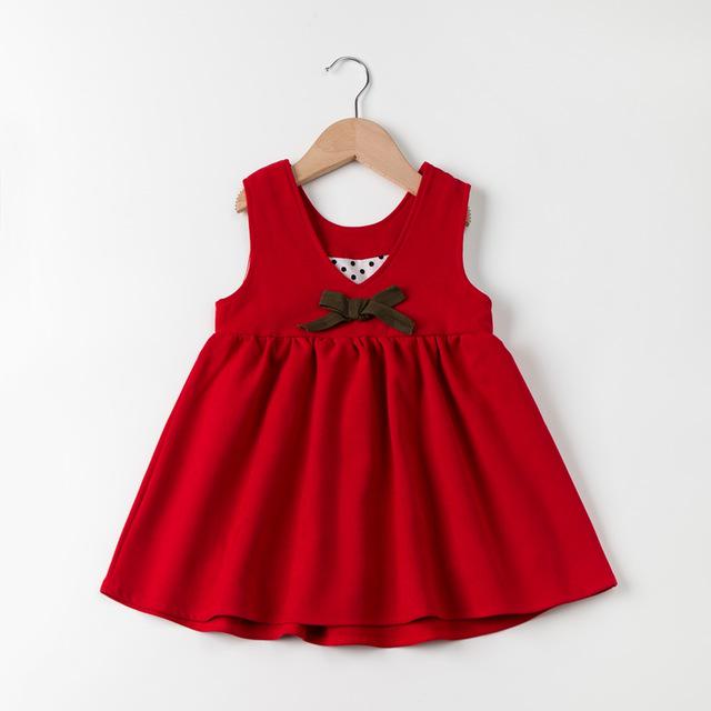 YUBAOBEI Girls Dress Spring And Summer Korean Sleeveless Princess Dresses Children V-neck Cute Bow Vest Dress