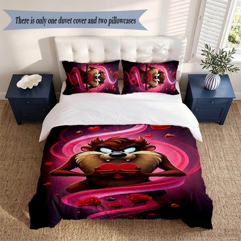 taz 3‑Piece Bedding Set Soft Microfiber Duvet Cover Pillowcases Comfortable Bed Linen for Bedroom Decoration