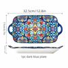 1pc Bohemian style ceramic fish dish with handle: 12.8-inch rectangular dining table tray, suitable for microwave and oven