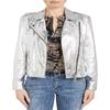 Noora Damen Silber Leder Bikerjacke | Stilvolle Lederjacke für den Teil-Look |