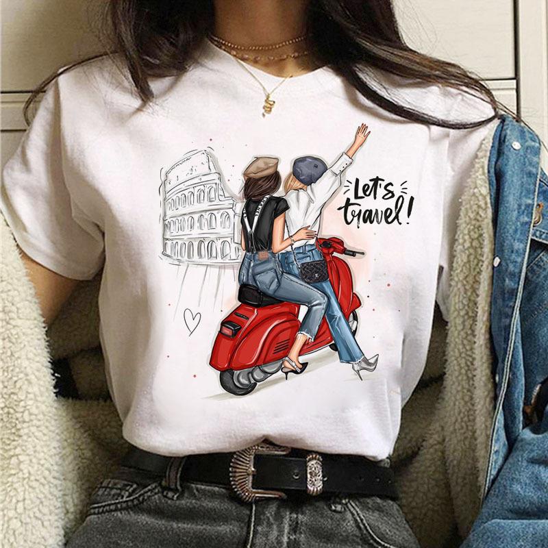 Summer Urban Girl Fashion Letter Print Simple Pure Cotton Loose Round Neck T-Shirts Women’s