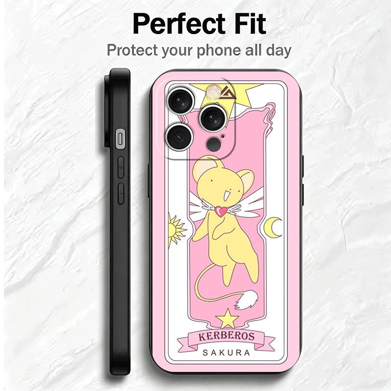 Cardcaptor Sakura Cute Girl Soft Phone Case for iPhone 16 16E 17 Air 15 Pro Max 14 Plus 13 Mini 11 12 7 Black Cover Back Shell
