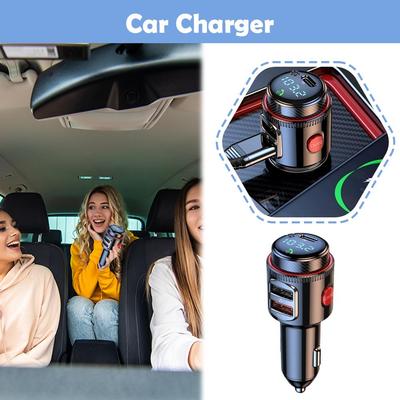 Bluetooth 5.4 FM Transmitter Car Radio Adapter D30W+QC3.0 Disk Play Accessorie Charge USB Adapter Fast Wireless Dual U Hand Q1F3