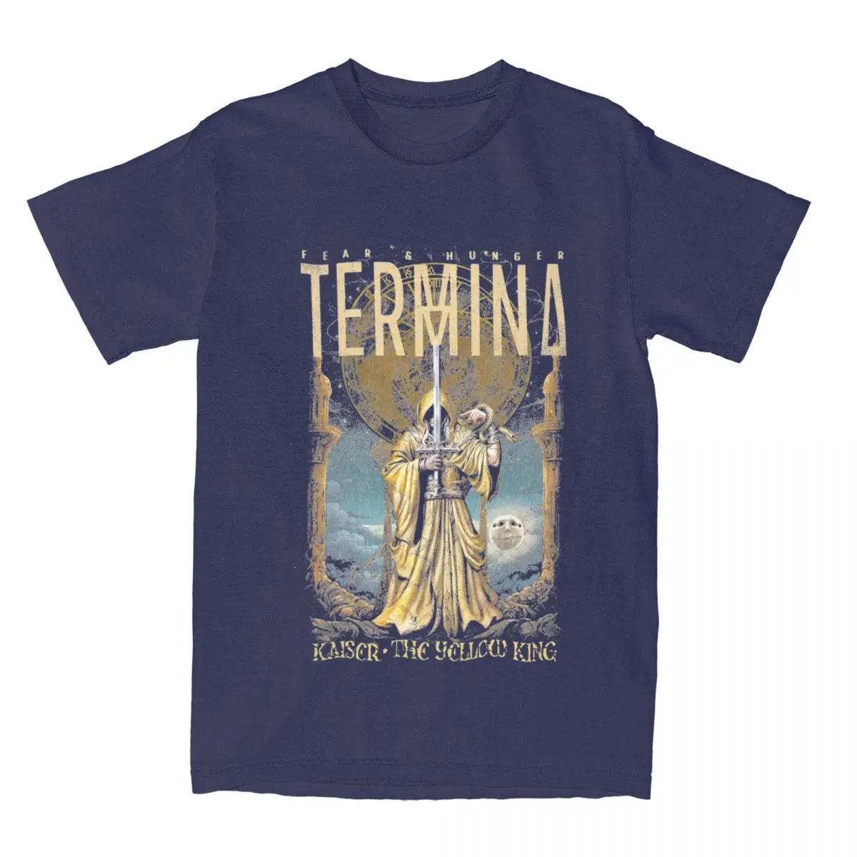 Men Clothing Summer Short Sleeve Fear and Hunger Termina Print Tshirts Loose 100 Cotton T-shirt Casual Man Tops Crewneck Tees XXXL темно-синий 1170₽