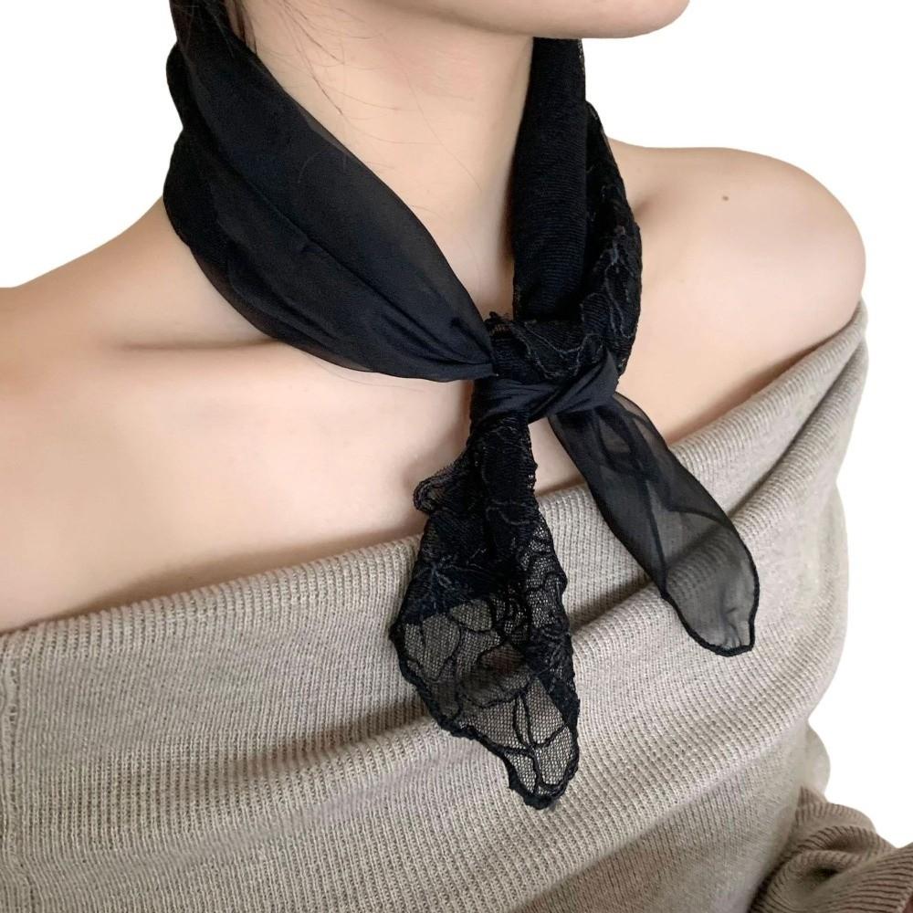 Floral Pattern Hair Wrap Embroidered Women Headscarf Fashion Lace Scarf