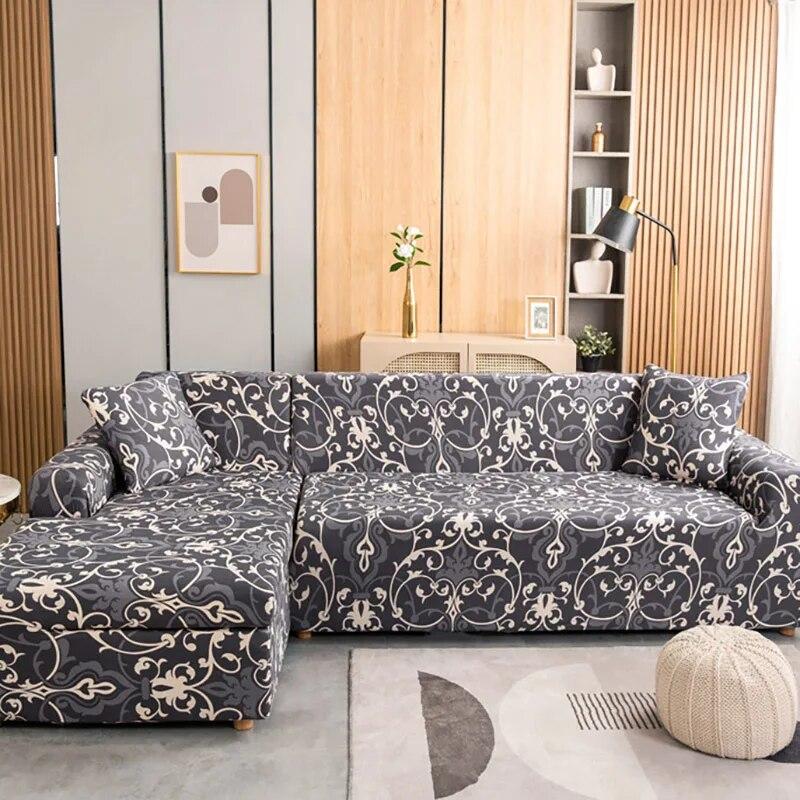 Spandex Modern Polyester Corner Sofa Couch Slipcovers Printed Elastic Sofa Cover Chair Protector L Shape Need 2 Pieces