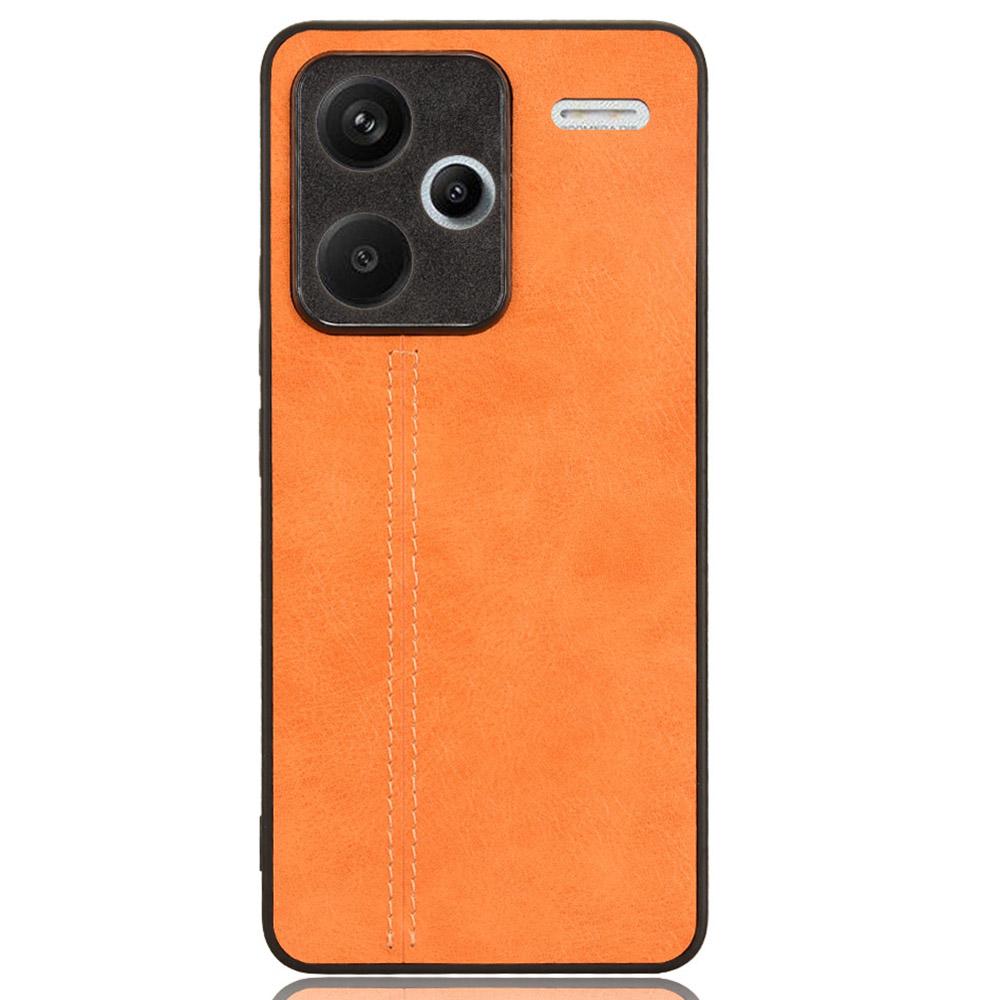 

For Xiaomi Redmi Note 13 Pro+ 5G Phone Case Cowhide Texture Impact Absorption Cover Orange