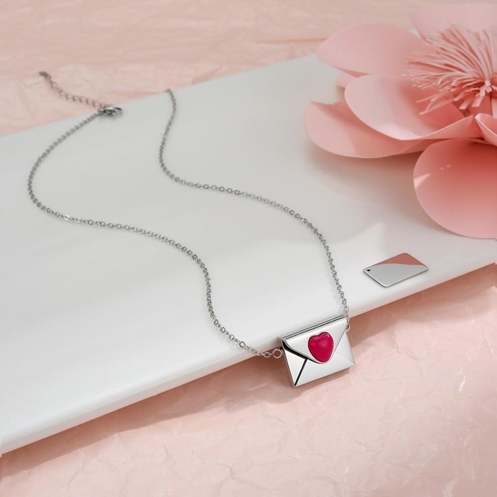 Openable Pendant Sweater Chain Rhinestone Lovers Choker Fashion Envelope Necklace  Gift