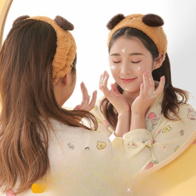 Puppy Cartoon Hair Tie, Water-absorbing and Quick-drying Postpartum Headscarf, Face Wash Headband, Girls' Makeup Remover Hair Cover