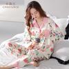 Pajamas women's spring and autumn pure cotton long-sleeved suit autumn new cotton women's retro cardigan loungewear