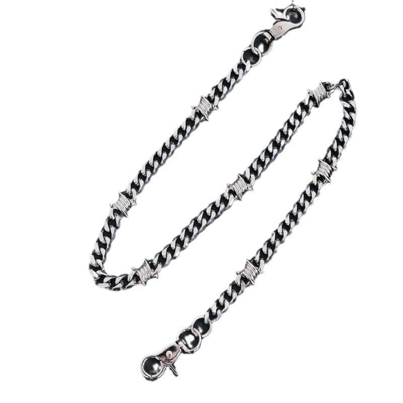 Stainless Steel Punk Hip-Hop Thorn Chain Waist Accessory for Men
