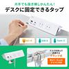 Sanwa Supply Power Strip, Clamp Type, 4 Outlets, 1 2-Pin USB A/1 Type-C Port, White, TAP-B105UC-3W