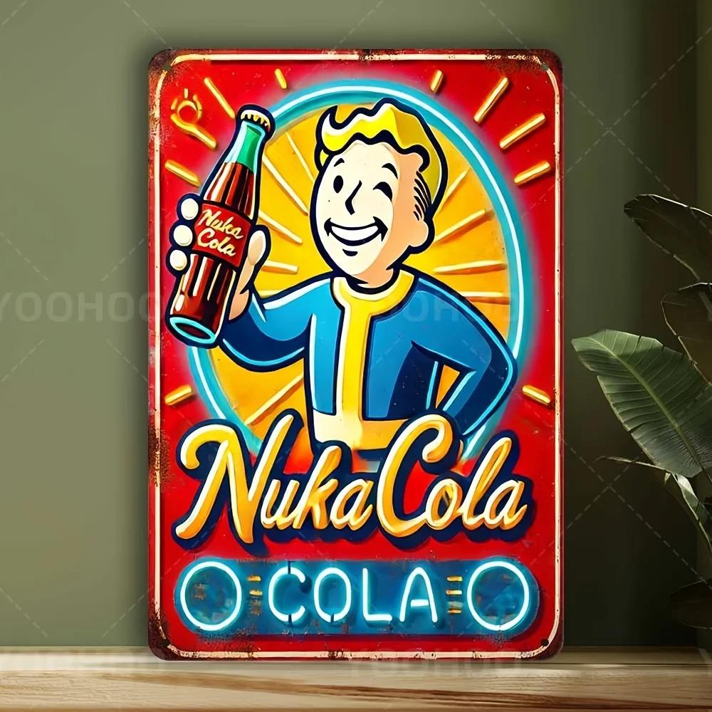 WastelandNostalgiaCo Nuka Cola Aluminum Sign | Vintage Sci-Fi Wall Art | Pre-Drilled for Game Rooms & Man Caves