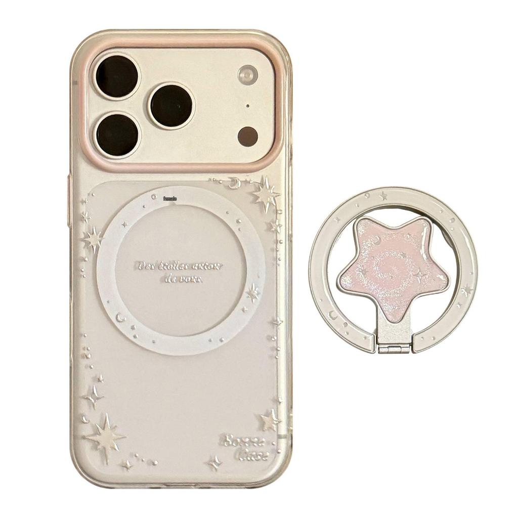 Gilded Stars Magnetic Transparent Case for iPhone 13/15/16/17 Pro Max