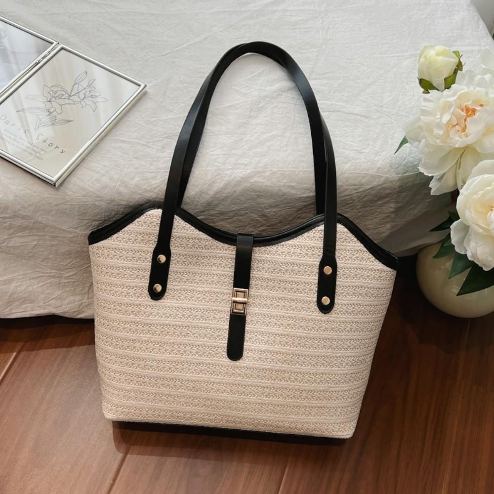 Large-capacity Handwoven Tote Bag Handwoven Straw Underarm Bag  Commute Use