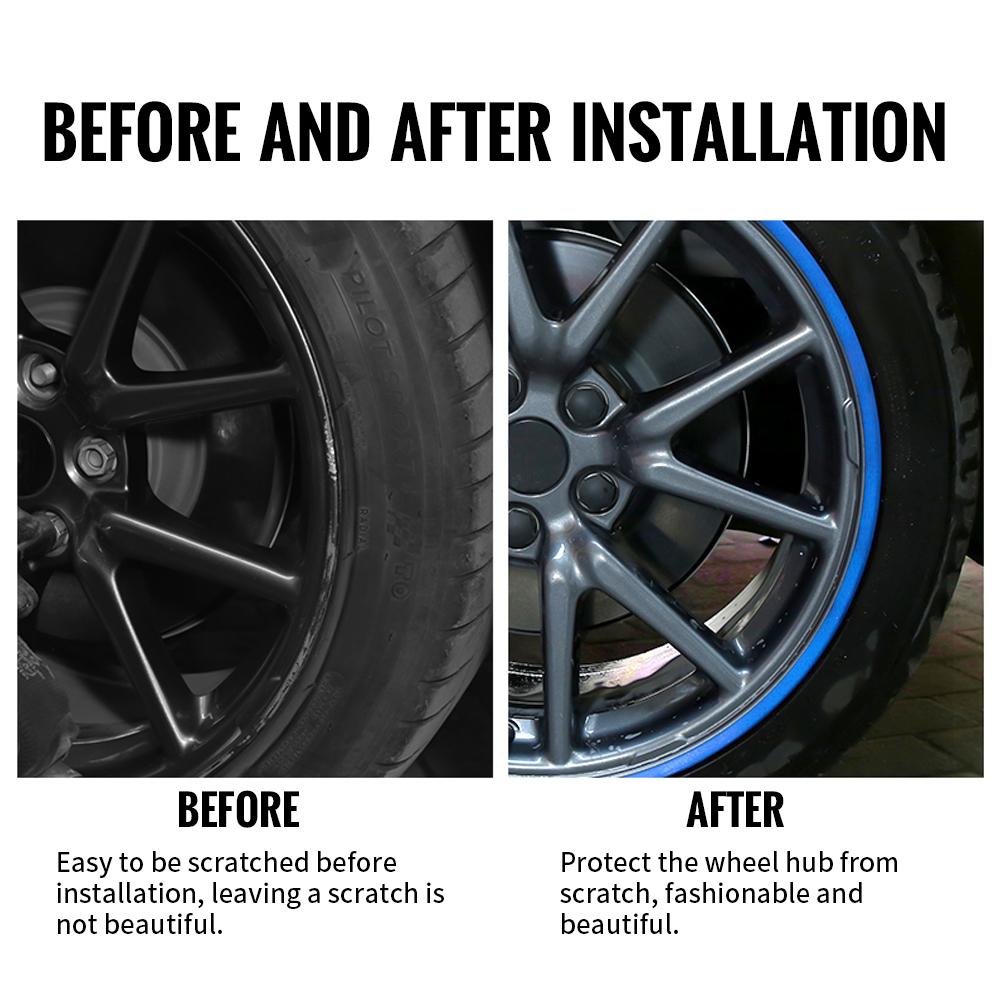 AMA1 4PCS/SET Car Vehicle Wheel Rims Protector Decor Strip Tire Guard Line Rubber Moulding Trim for Tesla Model 3 Y S X 2017-2023
