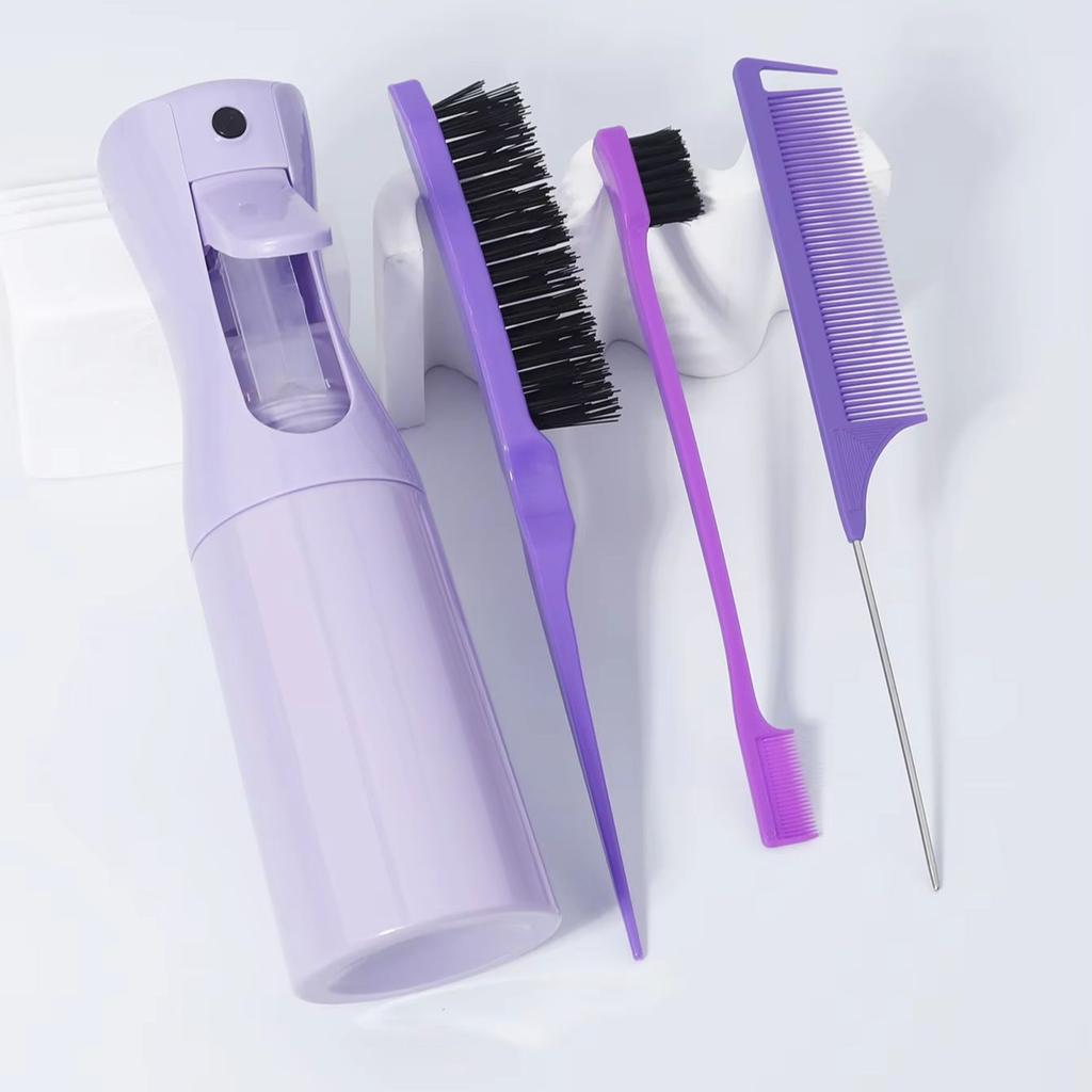 4pcs Comb Spray Bottle Set, Tease Comb Mouse Tail Comb Edge Brush for Back Brushing,slicking Hair For Hair Accessories