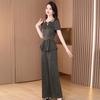 Elegant Ice Silk Wide-Leg Two-Piece Set