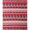 Christmas Reindeer Snowflake Striped Flannel Throw Blanket, Red Xmas Pattern Warm Cozy Blanket for Couch Bed Winter Holiday Home Decor