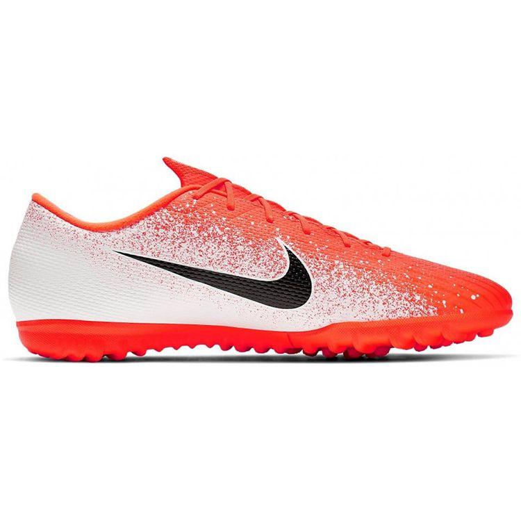 Nike Mercurial Vapor 12 Academy Round Toe Lace-Up TF Men Football Shoes White Orange AH7384-801