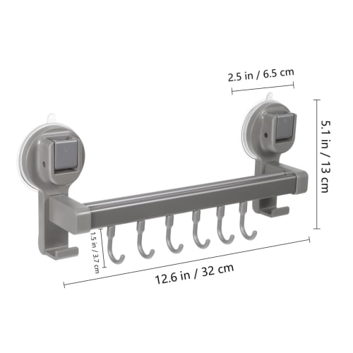 NUOLUX Kitchen Tool Hooks, Strong Suction Cup Hooks, Movable Double Bar Rack, Suction, Made of Aluminum and PET, 25kg Load Capacity, 30cm, Kitchen Sto