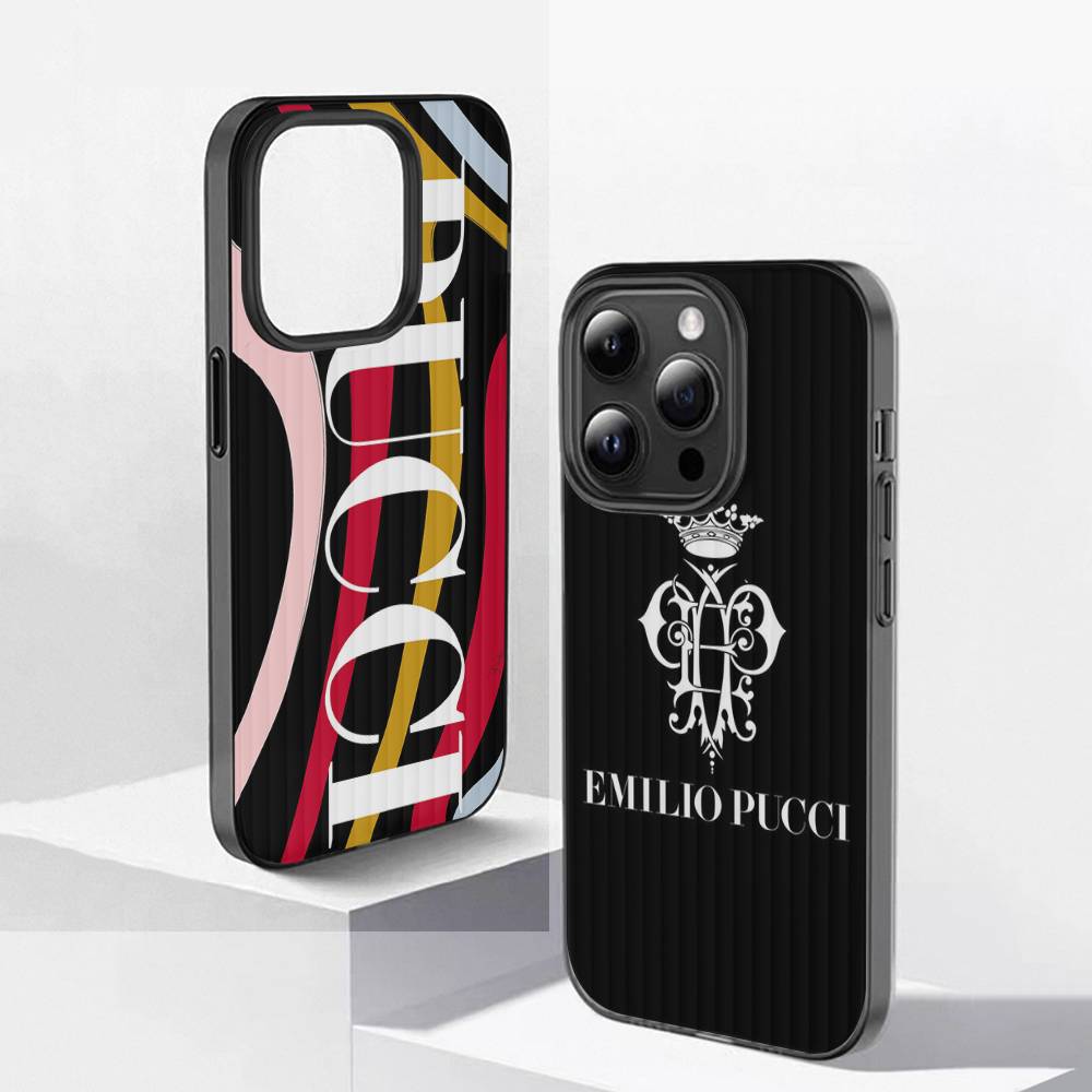 E-Emilio Logo Pucci Per IPhone 17 16 15 11 12 13 14 Pro Max Plus Pro Cover Posteriore Traslucido Ondulato per Telefono