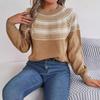 Vintage O Neck Loose Knitwear Cardigan Sweater Long Sleeve Top Winter Autumn Color Print