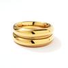 European & American 18K Wide Band Double Layer Textured Stainless Steel Ring for Women