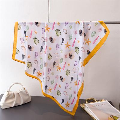 Frühlings- und Sommer-Stranddruck Simulationsseide Schal Quadratischer Schal High-End Stola Vielseitiger Hals Kleiner quadratischer Schal Kopftuch Schal