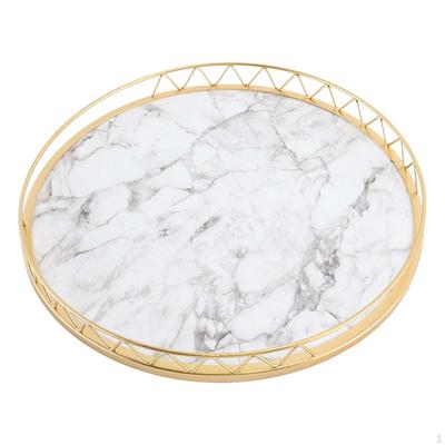 Desk Organizer Tray Marble Pattern Serving Jewelry Storage Holder Candle Platter Multiuse