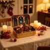 Miniature Holiday Scene Tiny Christmas Wonderland in a Tin, Mini Diorama Decor, Winter Home Accents with Santa, Tree, Gifts & Snowman, Table