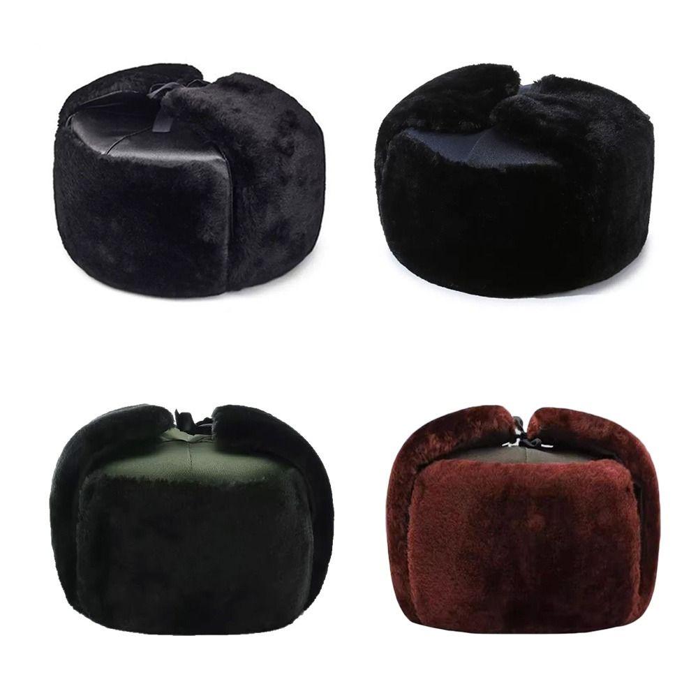 Outdoors Thick Bomber Hat Warm Windproof Ushanka Fur Hat Ear Protection Casual Earflap Bonnet for Men Women