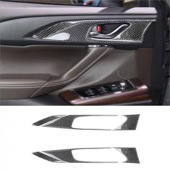 6Pcs For Mazda CX-9 2016- Carbon Fiber Interior Front Door Handle Cover Trim