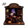 LED Halloween Scenes Vintage Glowing Wooden Tabletop Decor, Light Up 3D Scene Display Spooky Desktop Ornaments for Party, Festive Home Ornament Tiered