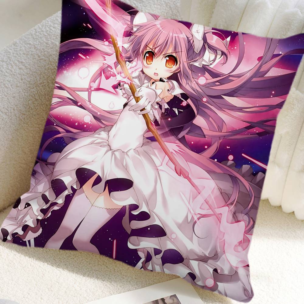 Puella Magi Madoka Magica Anime Kissenbezug Quadratisches Kissen Schlafzimmer Sofa Freizeit Komfortkissen Auto Heimdekoration