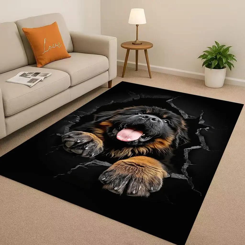 2026 New Breaking Wall 3D Illusion Dog Puppy Living Room Non Slip Area Rug Carpet for Bedroom Playroom Sofa,Home Decor Doormat