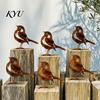 Unique Metal Bird Wall Art Distressed Rustic Figurine, Rusty Silhouette Ornaments, Retro Outdoor Statue for Garden Yard Patio Lawn Farmhouse