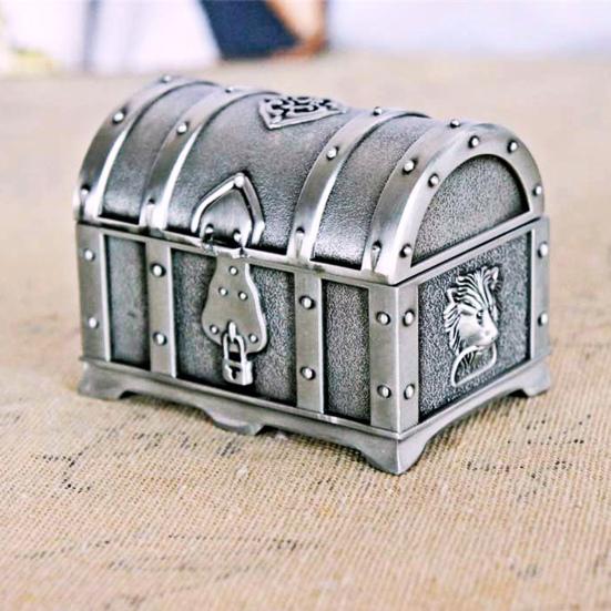 

Jewelry Box Solid Color Sturdy Alloy Multi-purpose Useful Gift Box for Earrings