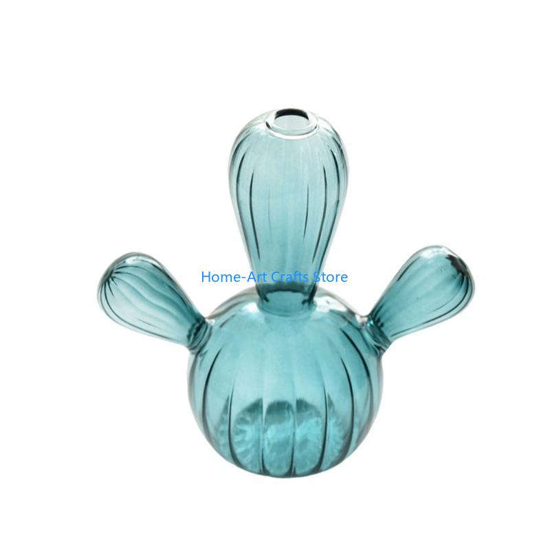 Y3NA Cactus Shaped Flower Vase Glass Pen Bottle Flower Arrangement Home Decorations