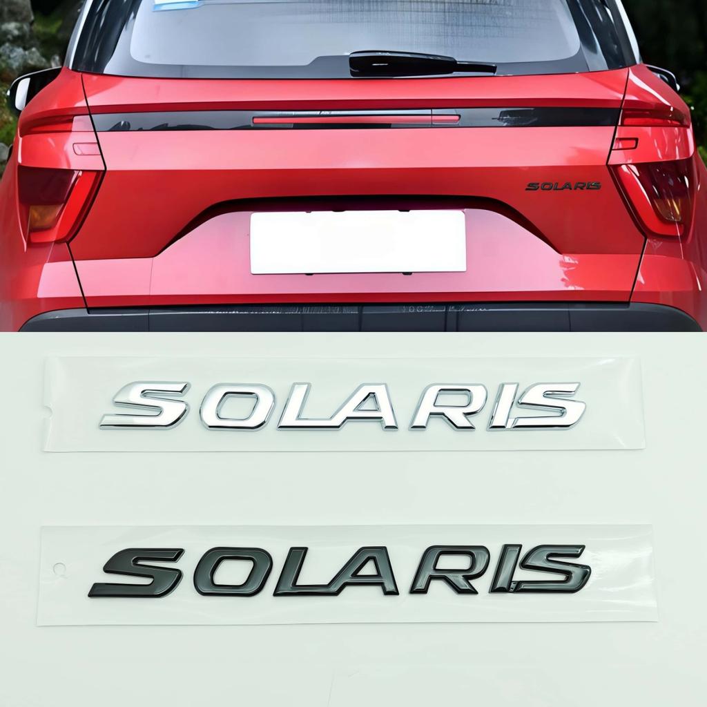 1PC 3D Metal SOLARIS Letters Logo Badge Sticker Car Rear Trunk Emblem Decal for All Cars