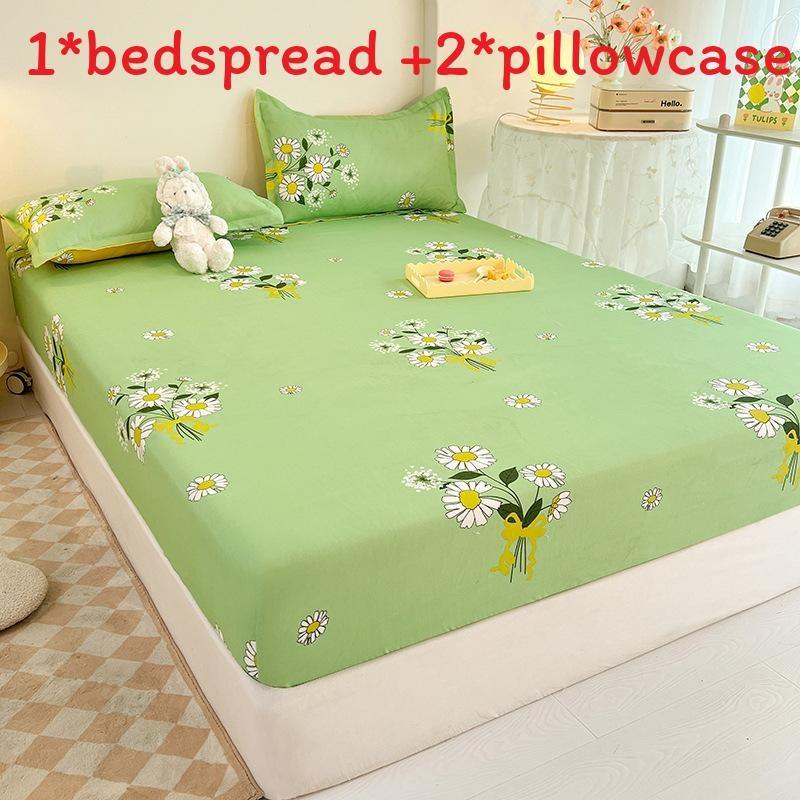 Flower Bear Rabbit Pattern Water Wash Cotton Bedspread Mattress Protective Cover