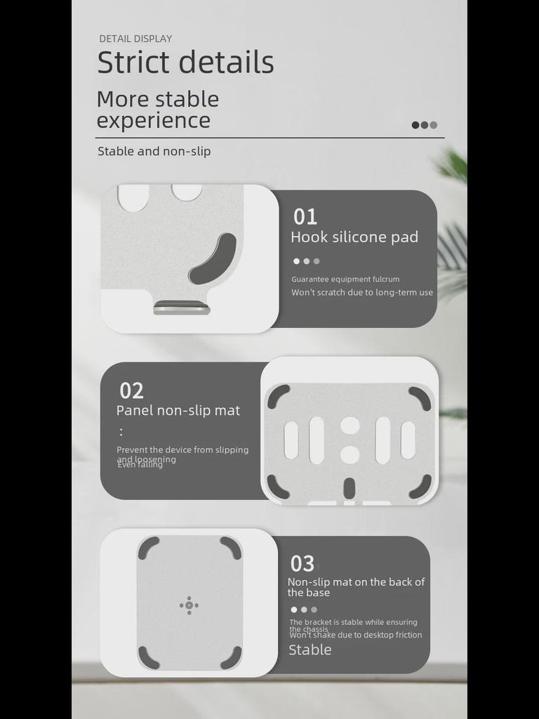 Soporte Giratorio para Tablet de Aleación de Aluminio con Ajuste de Tres Ejes y Diseño Plegable Antideslizante