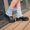 Damen Japanischer Stil JK Häkelstrick Kurze Beinwärmer Socken Einfarbige Süße 3D Florale Lockere Beinabdeckungen Stiefelmanschetten