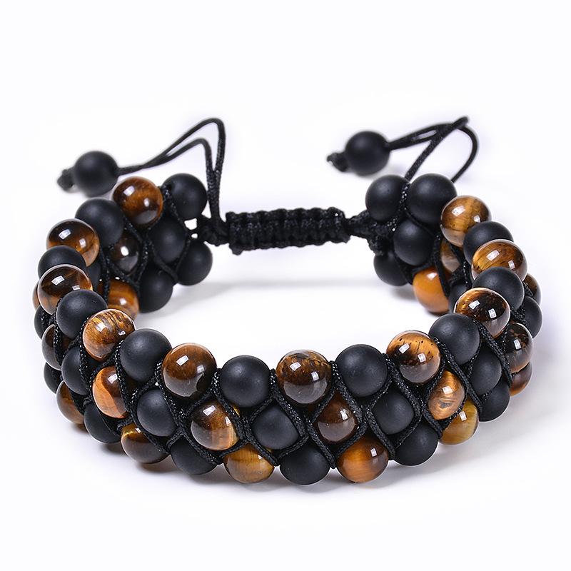 JYL TS Bracelet Triple-Layer Eye  Braided Enhances Courage & Balance 6MM tiger eye
