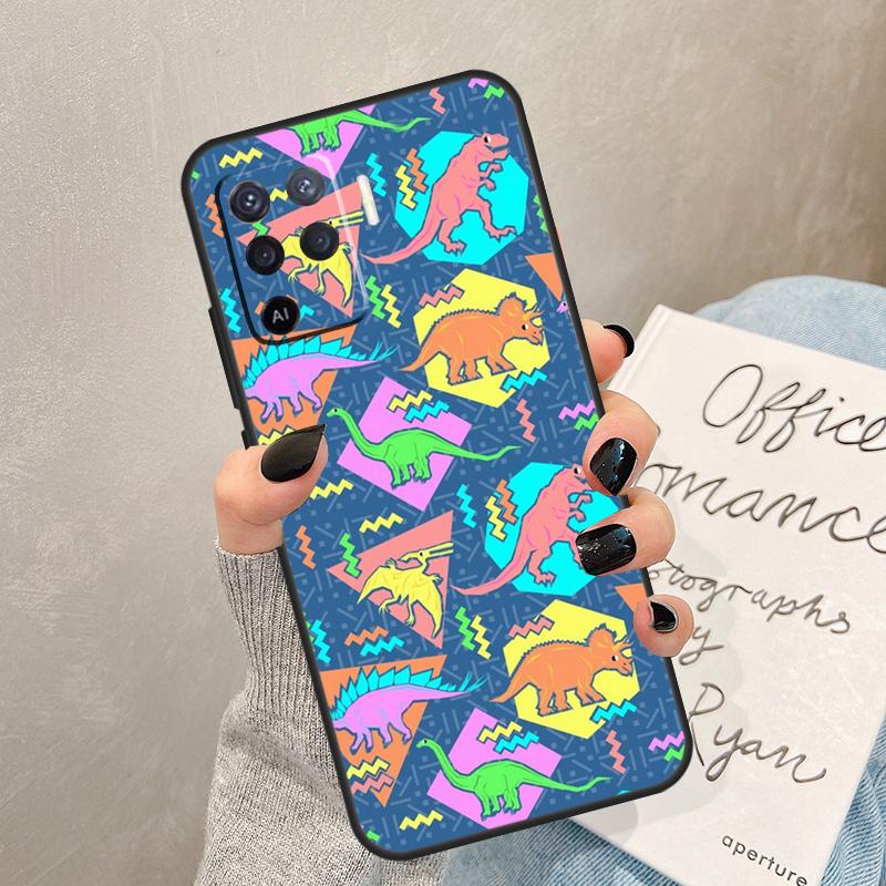Skeleton Dinosaur Pattern Case For Oppo A57 A17 A77 A18 A38 A58 A78 A98 A74 A54 A94 A80 A60 A40 A96 A76 A16 A15 A5 Pro