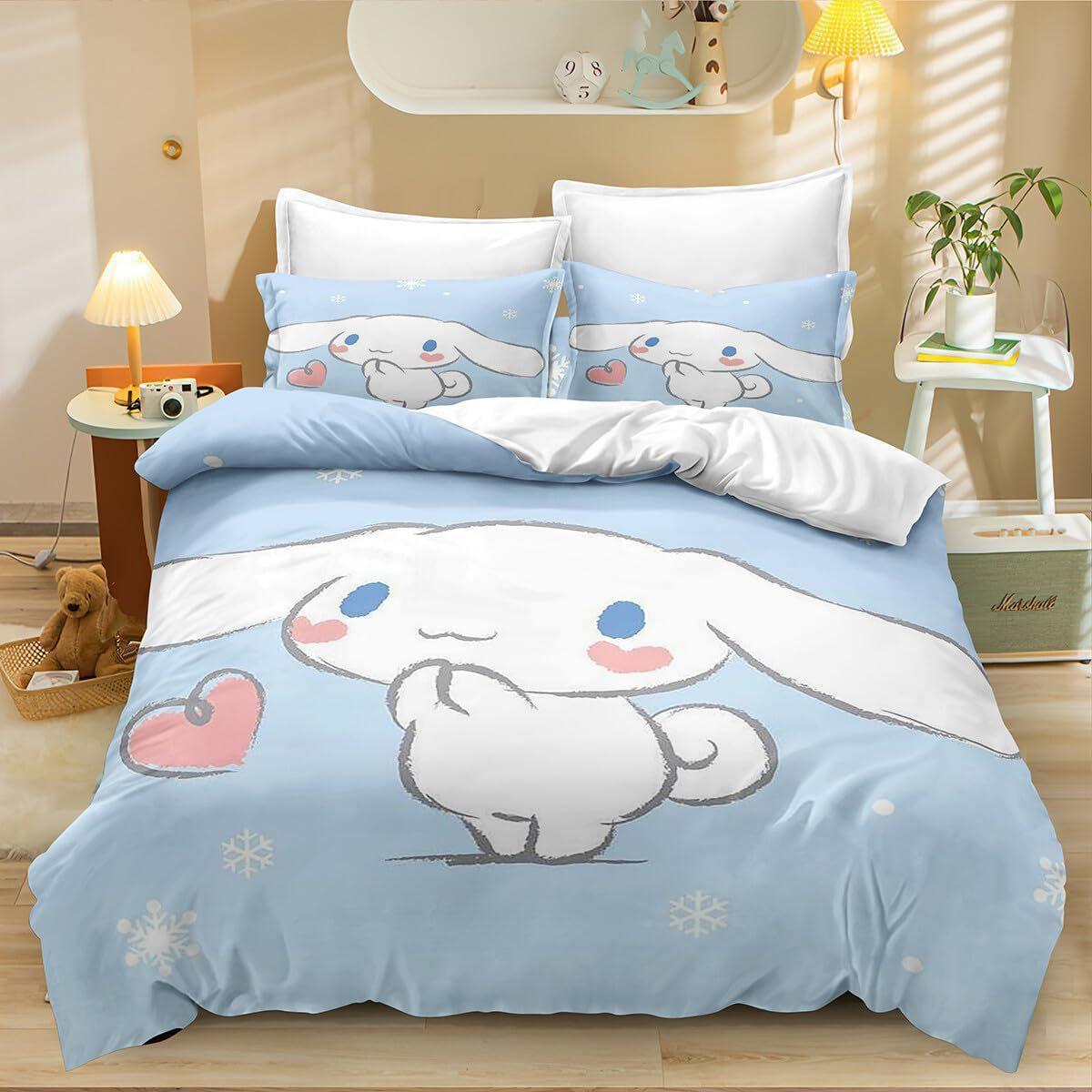 

Home Textile Three-Piece Big-Eared Dog Blue Cartoon Digital Printing Quilt Pillowcase Bedding 90 * 200