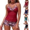 Costume da bagno due pezzi alla moda con stampa da donna per la spiaggia.