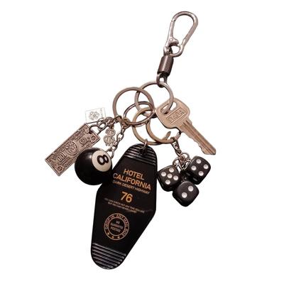 Carabiner Keychain with Dollar Street Stylish and Black and Jingling Keychain [sistemirio] Men's Design, Style, Billiards, 8-Ball, Dice, White, Gift,