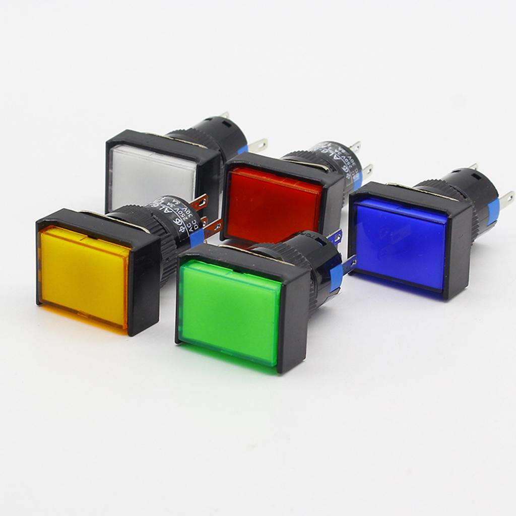 16mm Rectangle Self- Push Button Electric Circuit Switch 250V 3A